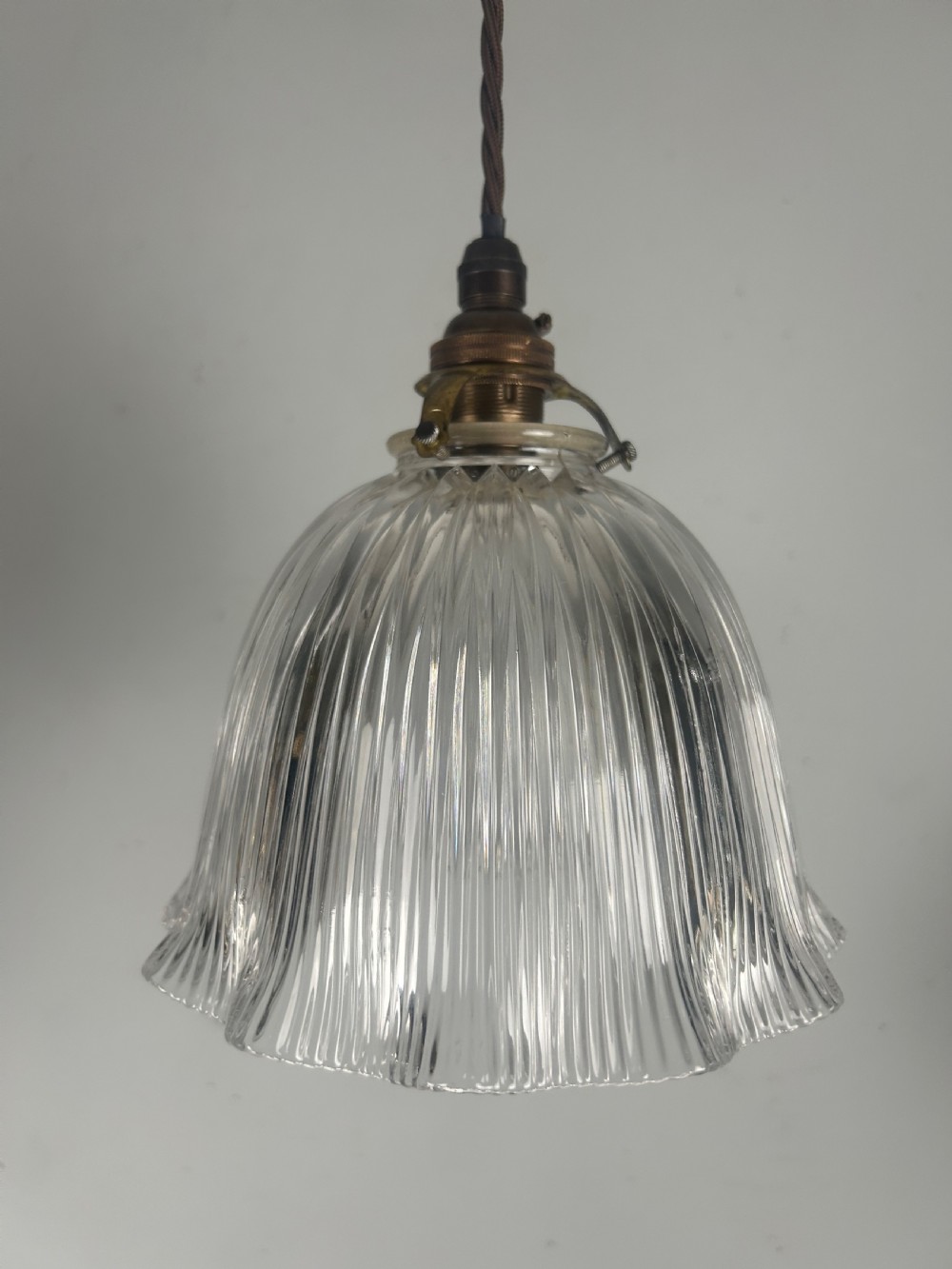 French Holophane Pendant Ceiling Light With Original Shade