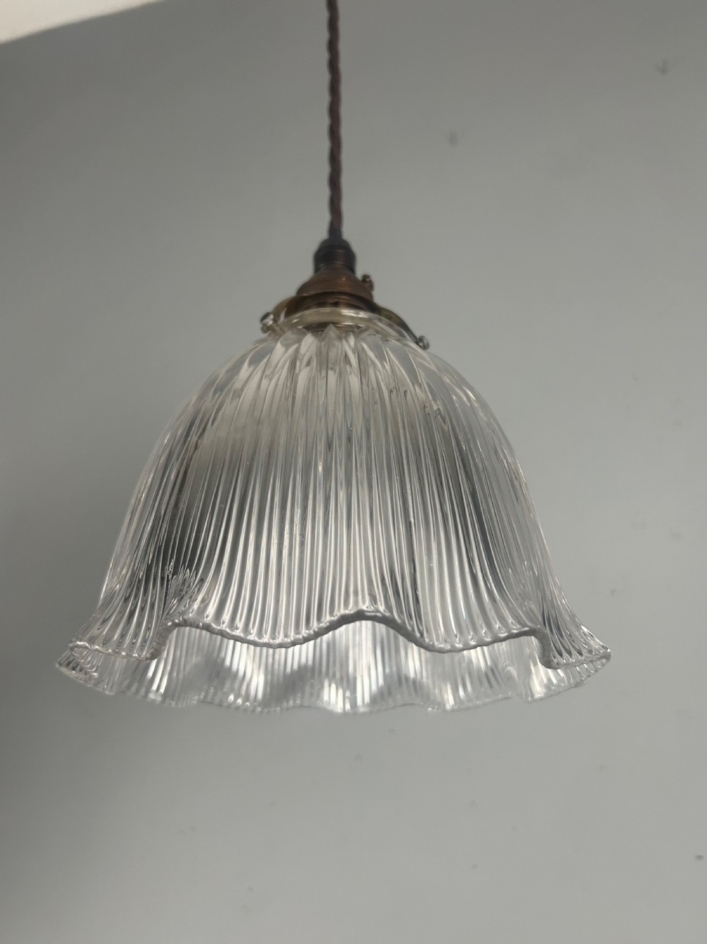 French Holophane Pendant Ceiling Light With Original Shade View II