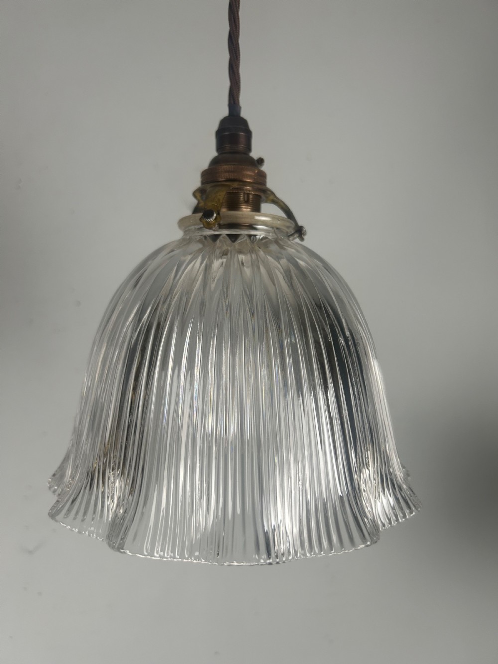 French Holophane Pendant Ceiling Light With Original Shade View IV