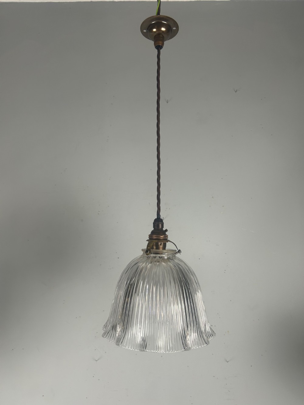 French Holophane Pendant Ceiling Light With Original Shade View VII