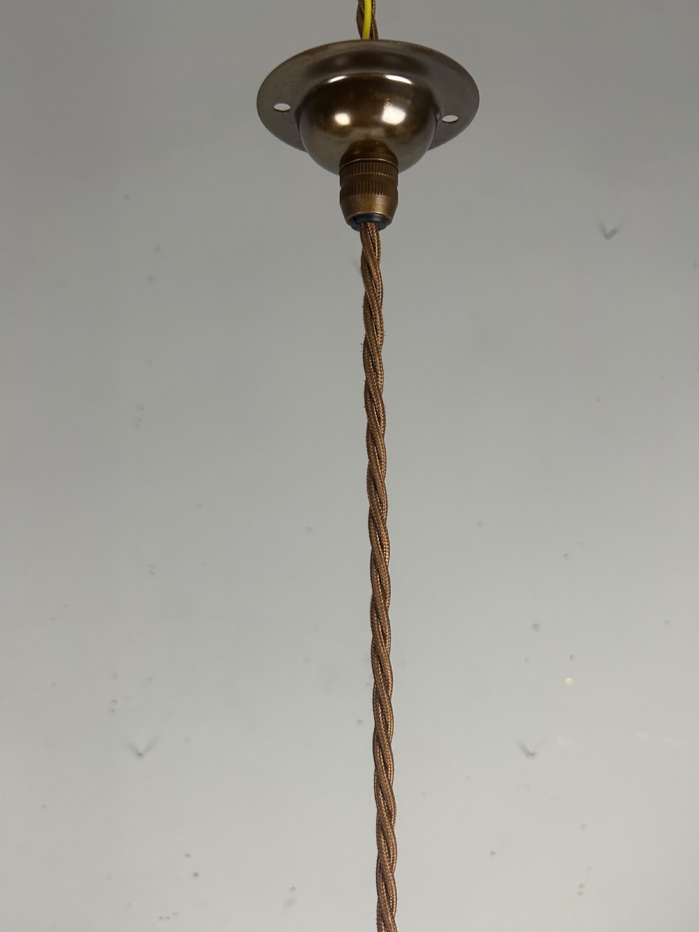 Edwardian Moonstone Glass Shade Pendant Ceiling Light With Aged Brass Gallery View III