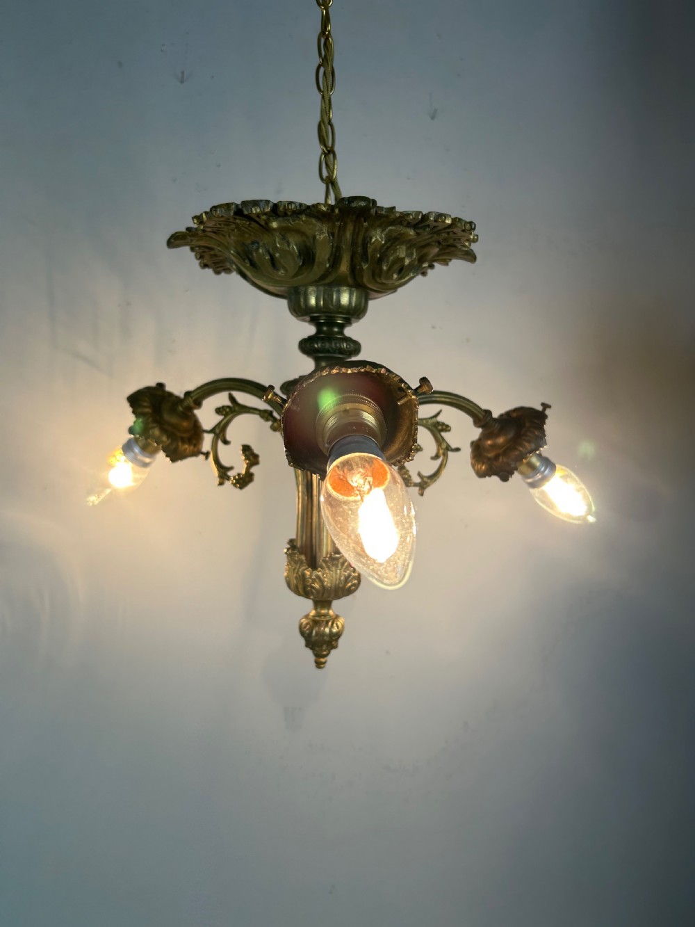 French 19th Century 3 Light Chandelier Ceiling Light View II