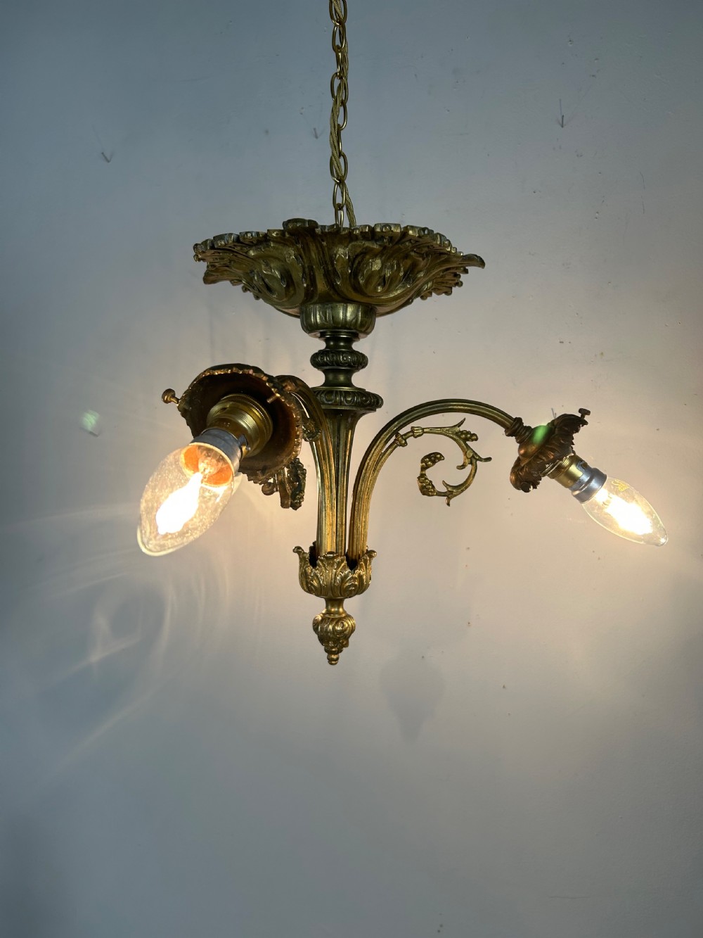 French 19th Century 3 Light Chandelier Ceiling Light View III