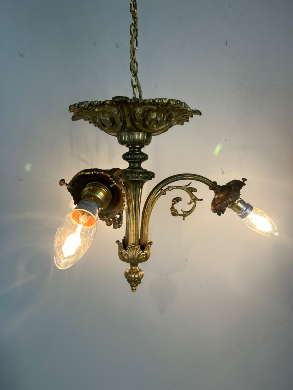 French 19th Century 3 Light Chandelier Ceiling Light View IV