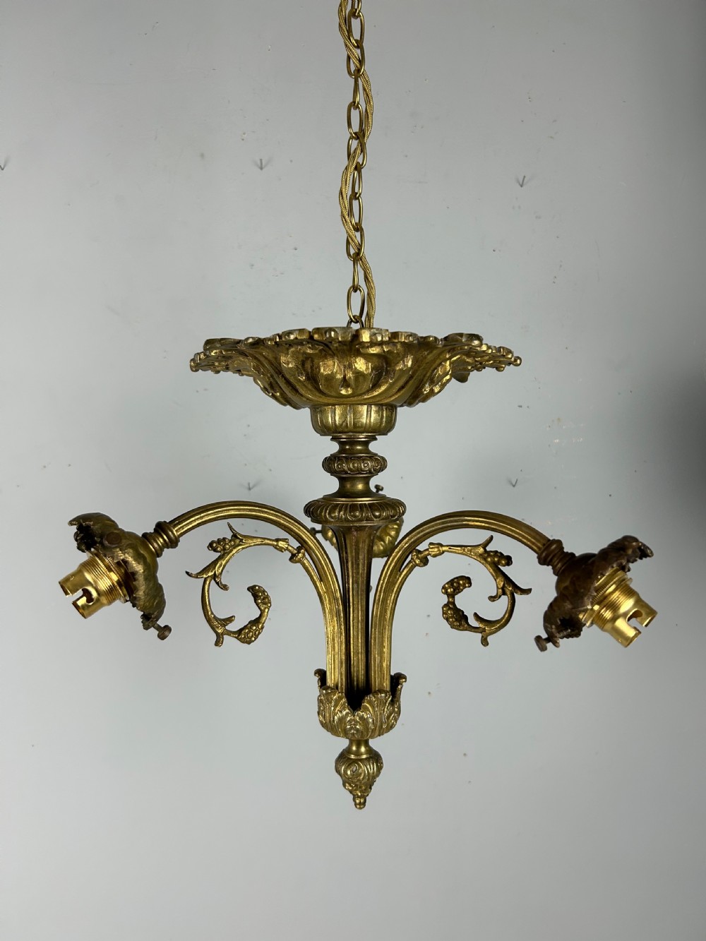 French 19th Century 3 Light Chandelier Ceiling Light View V