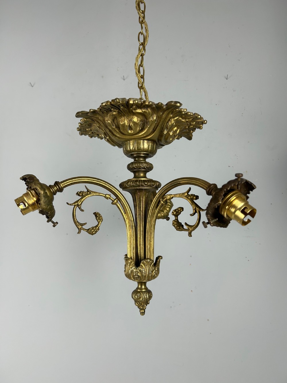 French 19th Century 3 Light Chandelier Ceiling Light View IX