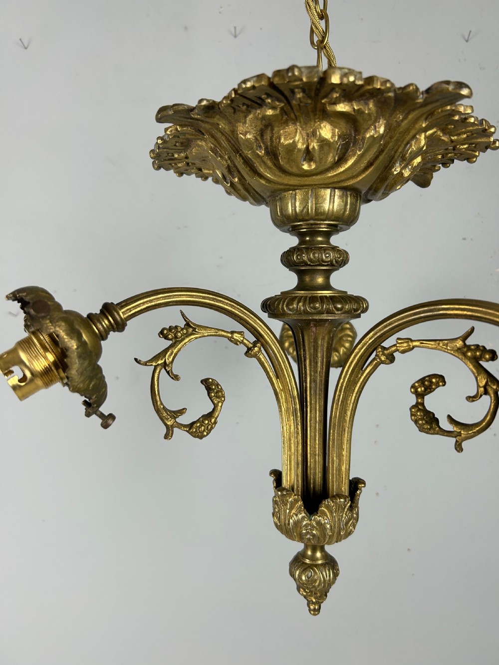 French 19th Century 3 Light Chandelier Ceiling Light View XI