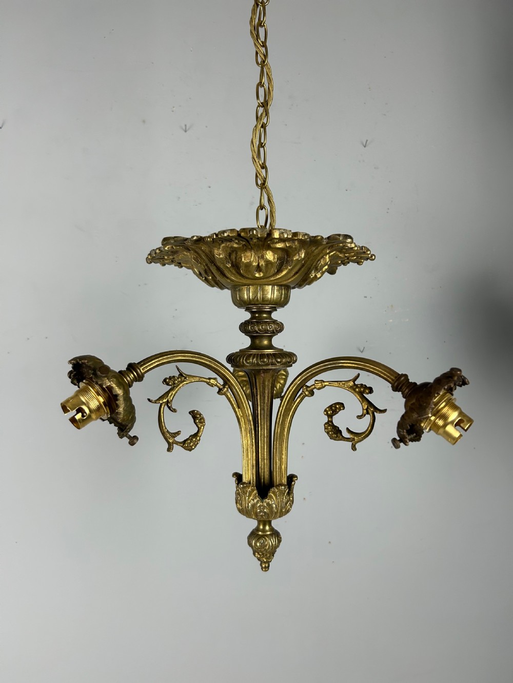 French 19th Century 3 Light Chandelier Ceiling Light View XII