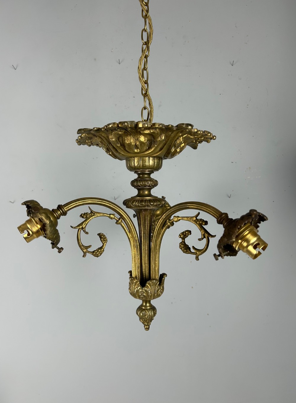 French 19th Century 3 Light Chandelier Ceiling Light View XIII