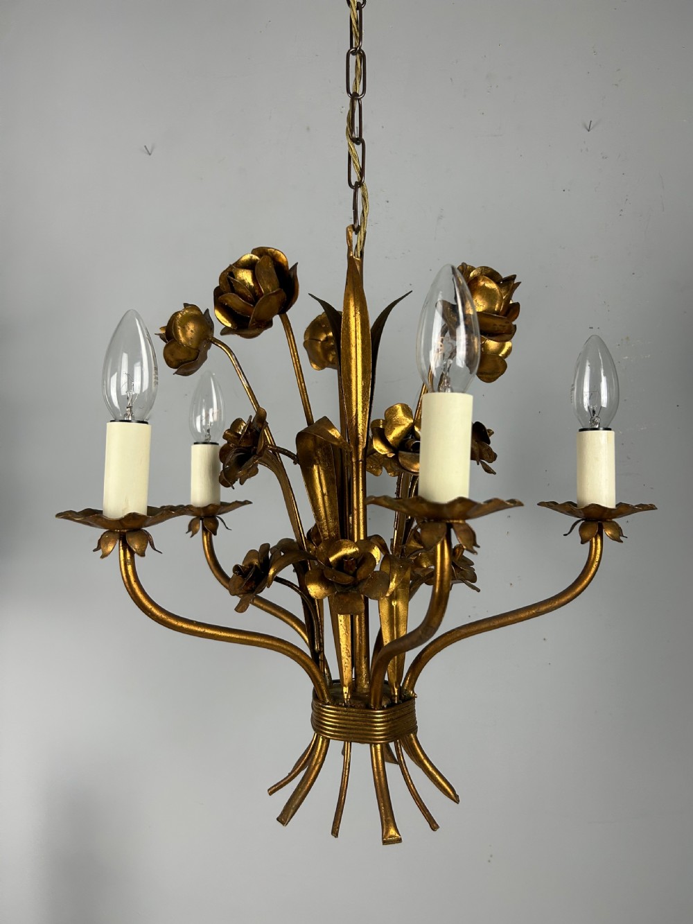 French Toleware 5 Light Chandelier Ceiling Light 