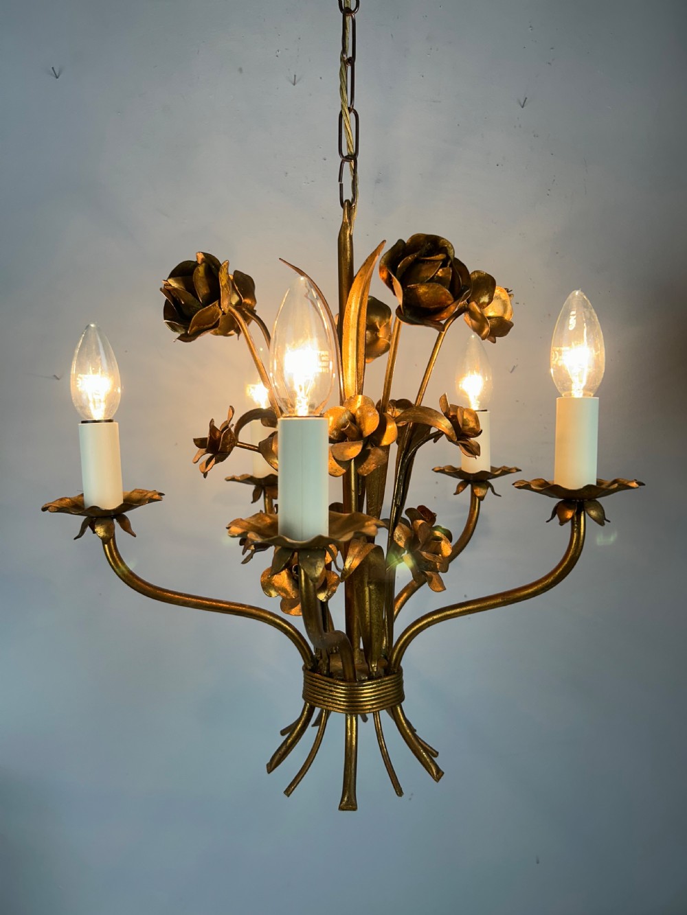 French Toleware 5 Light Chandelier Ceiling Light  View II