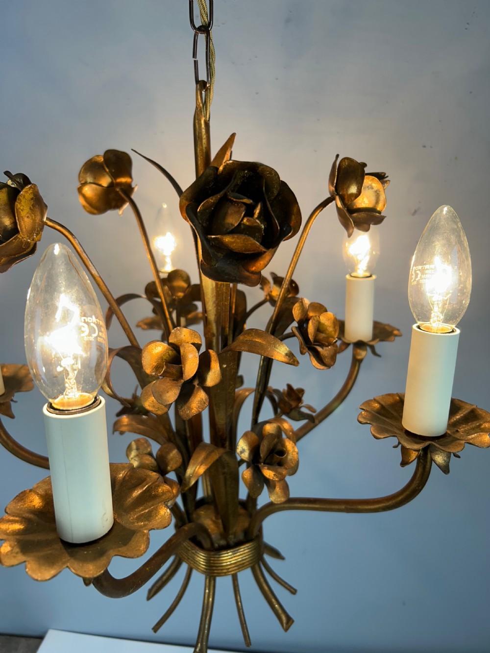 French Toleware 5 Light Chandelier Ceiling Light  View III
