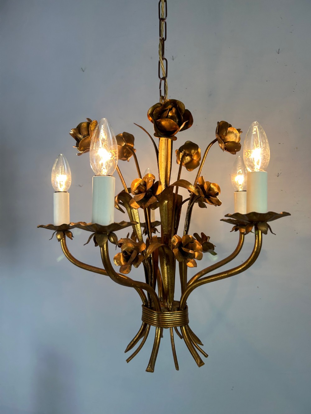 French Toleware 5 Light Chandelier Ceiling Light  View IV