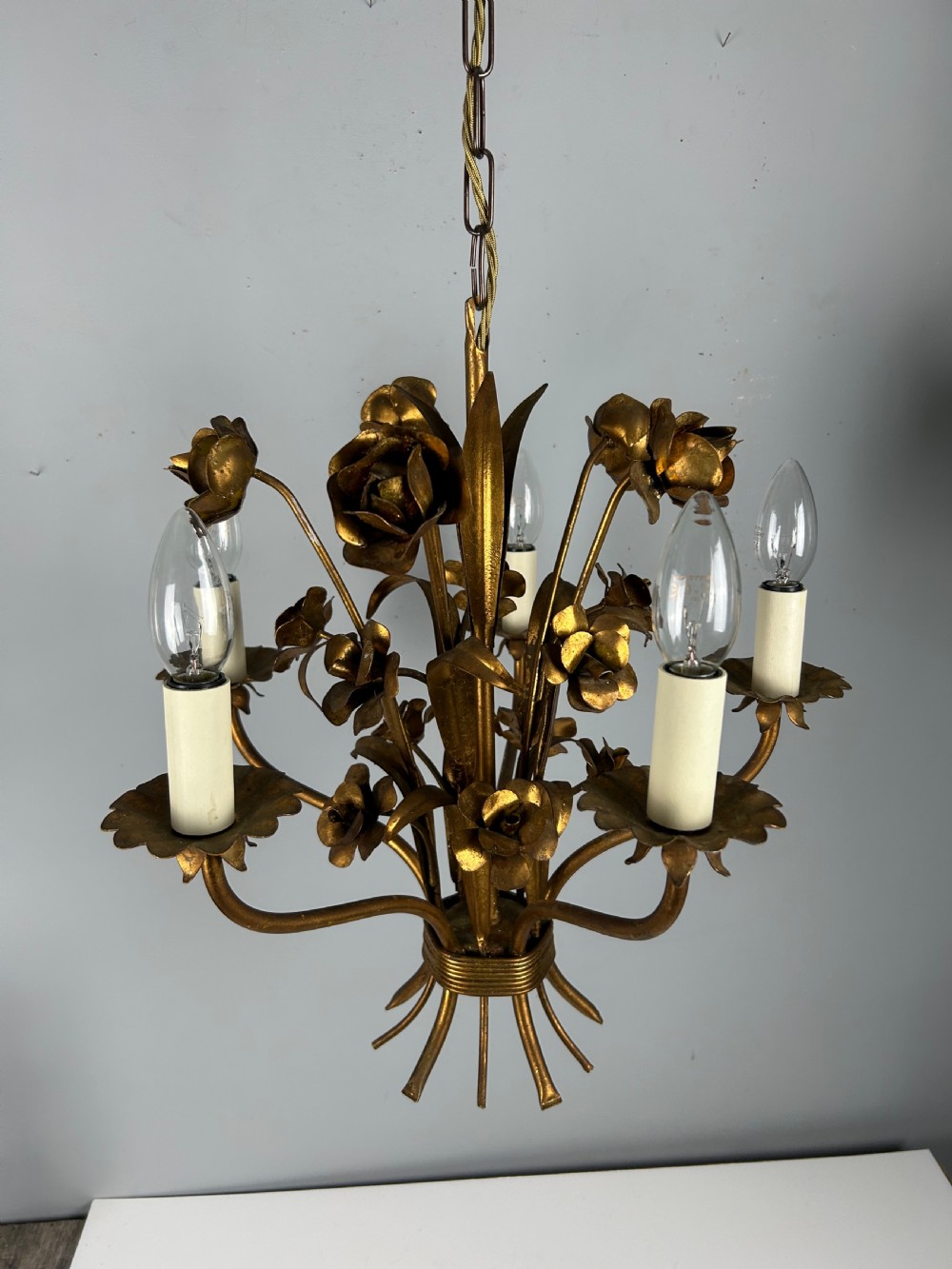 French Toleware 5 Light Chandelier Ceiling Light  View XI