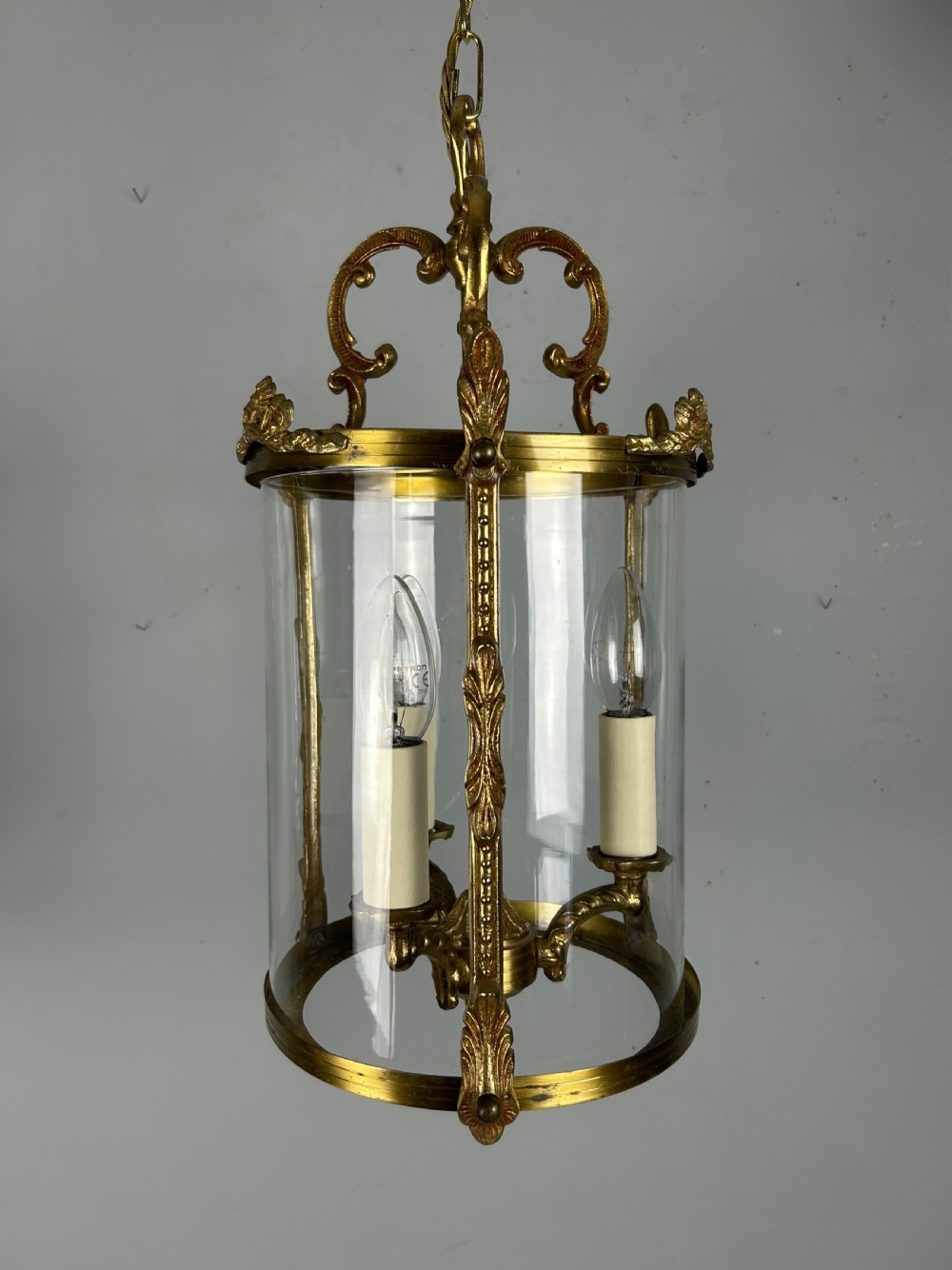 French Gilded Brass Triple Light Antique Lantern View III