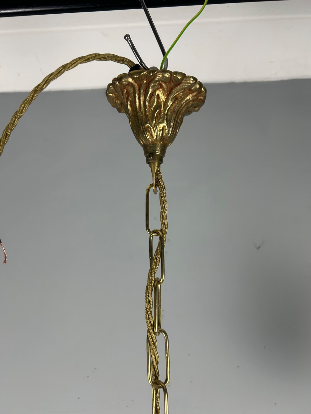 French Gilded Brass Triple Light Antique Lantern View V