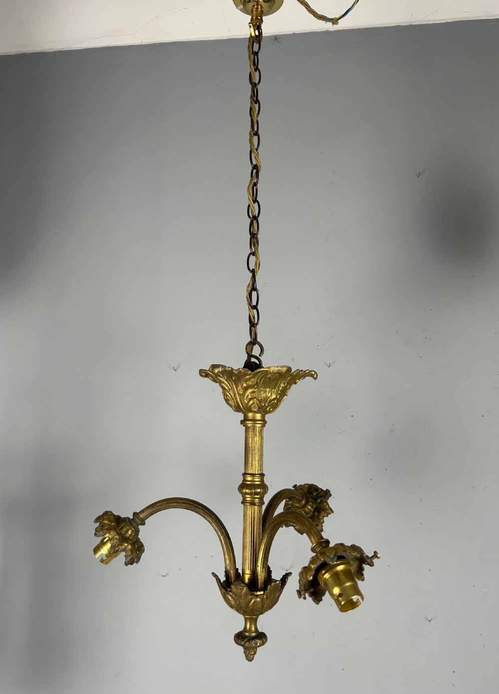 French 19th Century 3 Light Chandelier Ceiling Light View IV