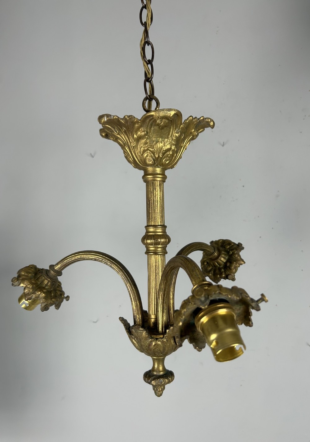 French 19th Century 3 Light Chandelier Ceiling Light View VI