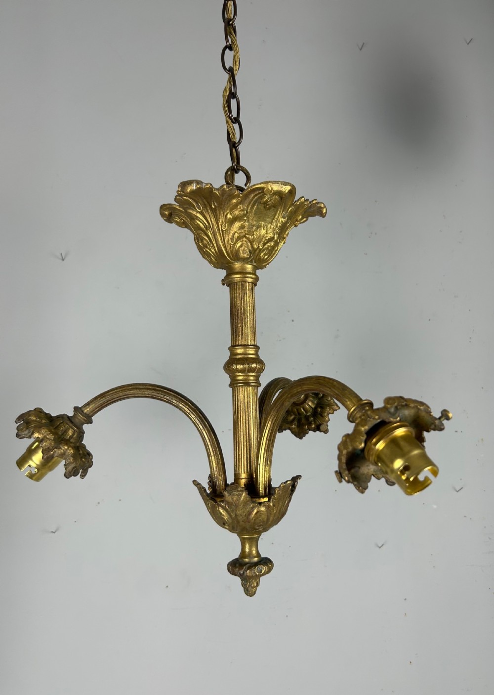 French 19th Century 3 Light Chandelier Ceiling Light View IX