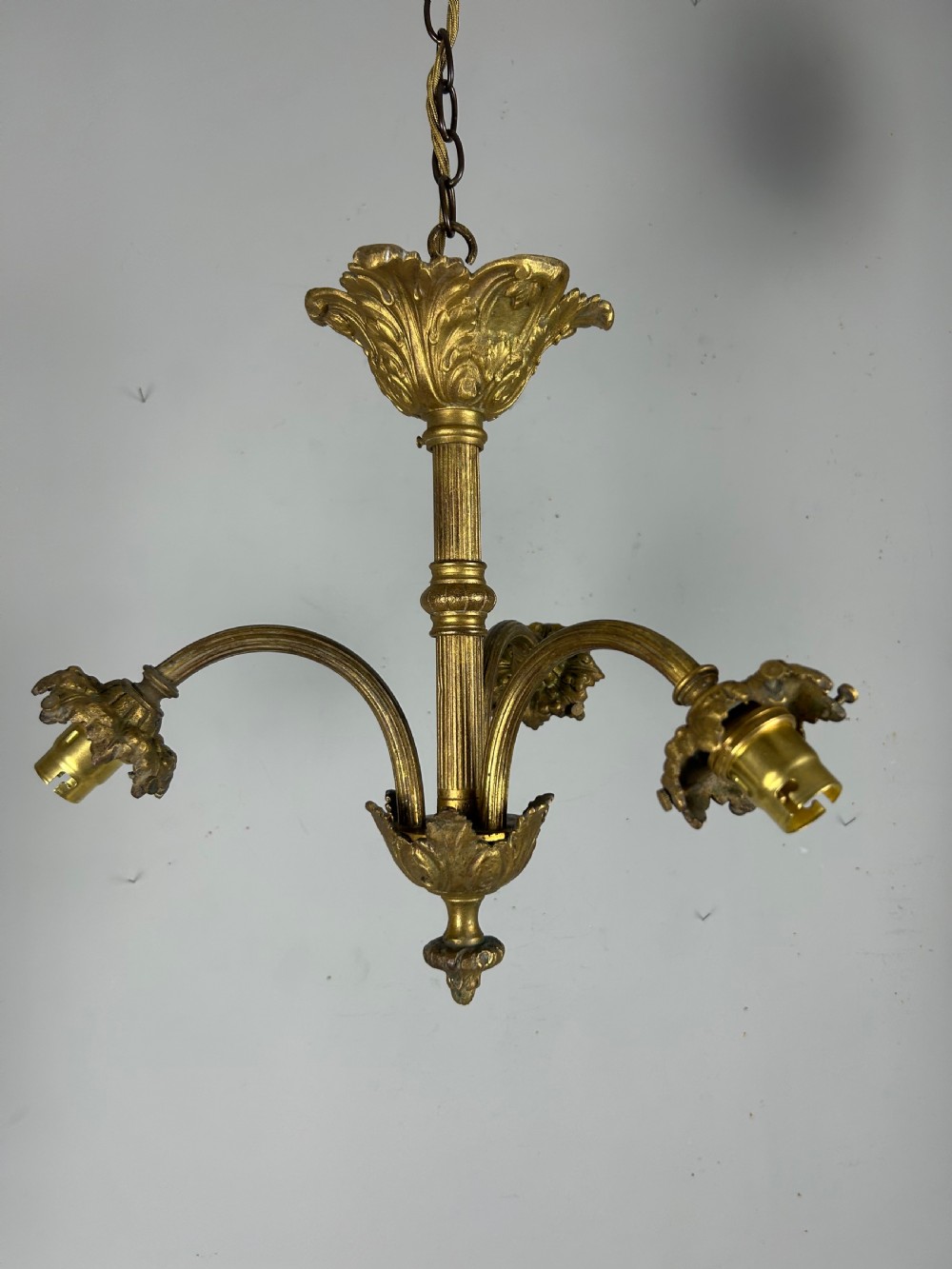 French 19th Century 3 Light Chandelier Ceiling Light View XI