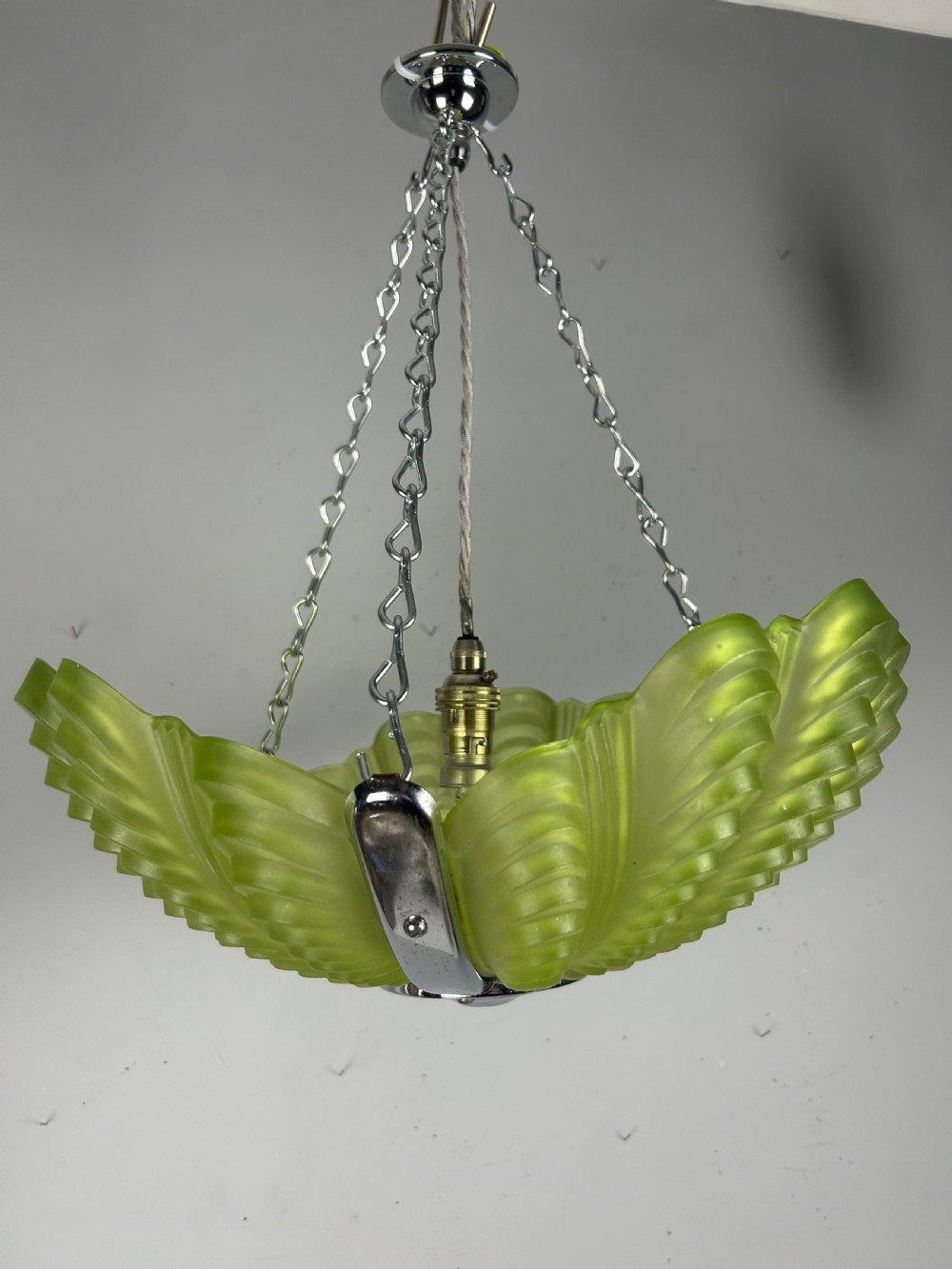 Lime Green Art Deco Clam Shell Ceiling Light, Chandelier View IV