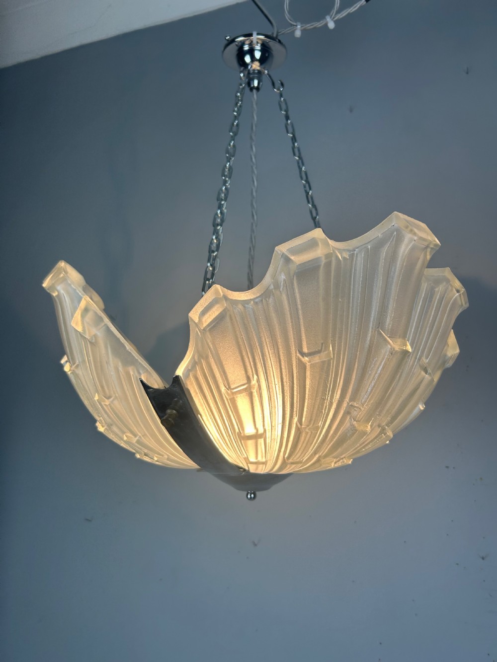 Art Deco Clam Shell Ceiling Light, Chandelier View II