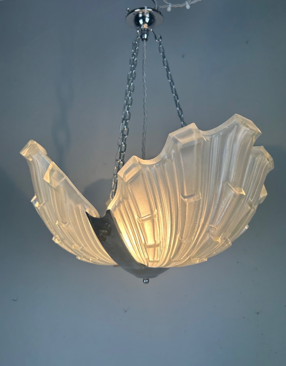 Art Deco Clam Shell Ceiling Light, Chandelier View III