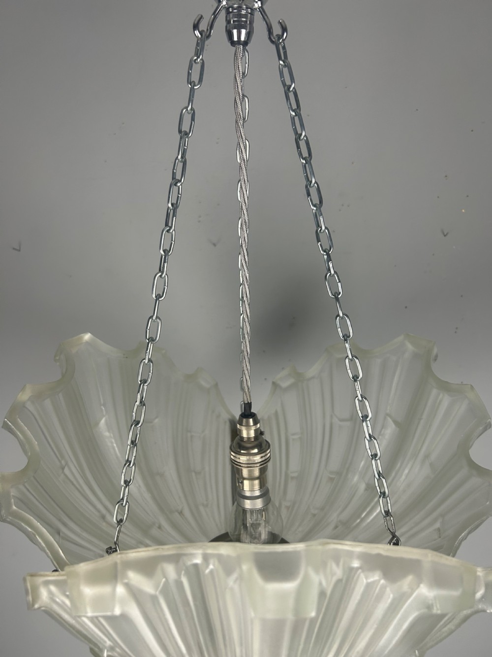 Art Deco Clam Shell Ceiling Light, Chandelier View VI
