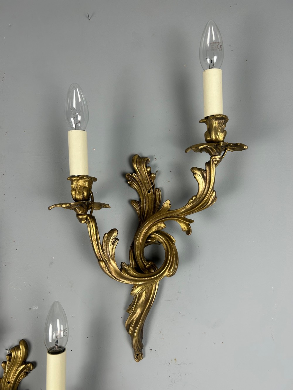 Pair Of French Gilt Brass Rococo Antique Wall Lights View IV