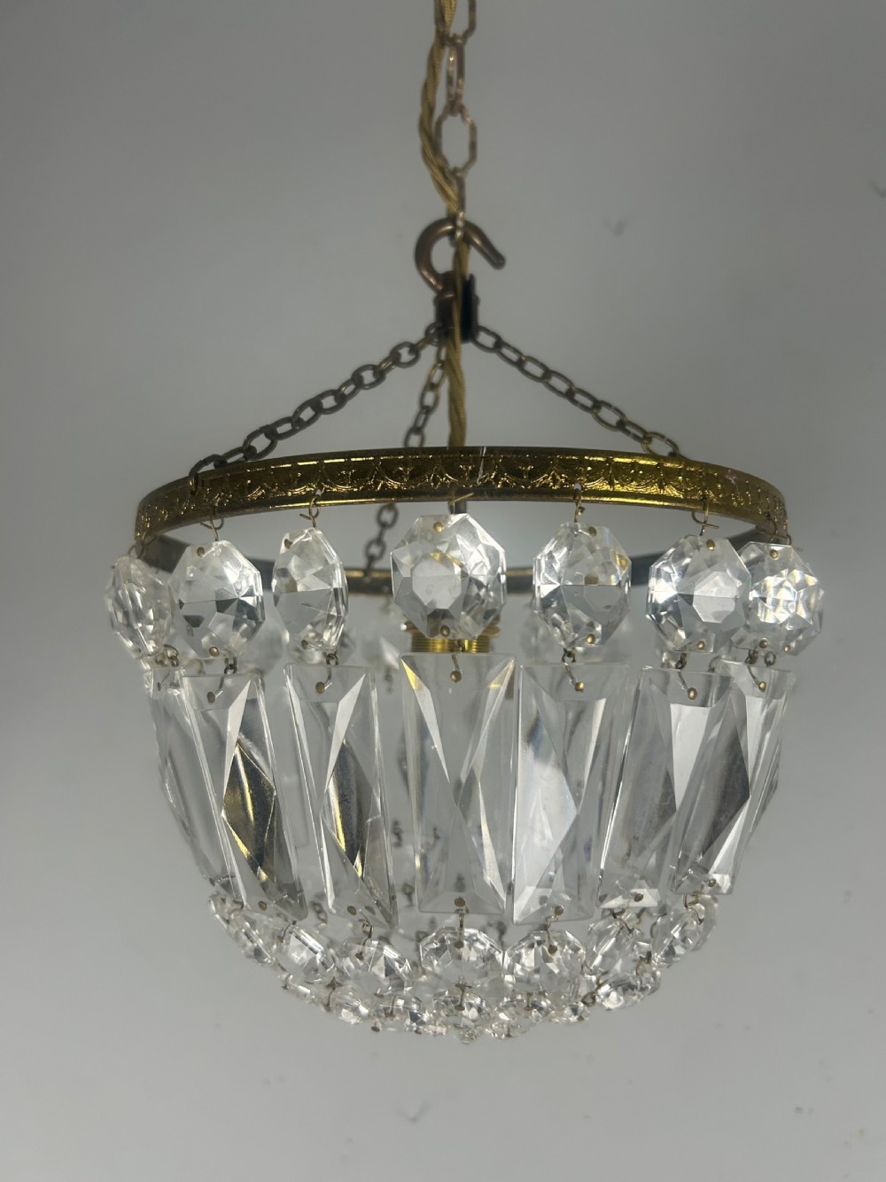 Crystal Lustre Chandelier, Ceiling Light, Rewired