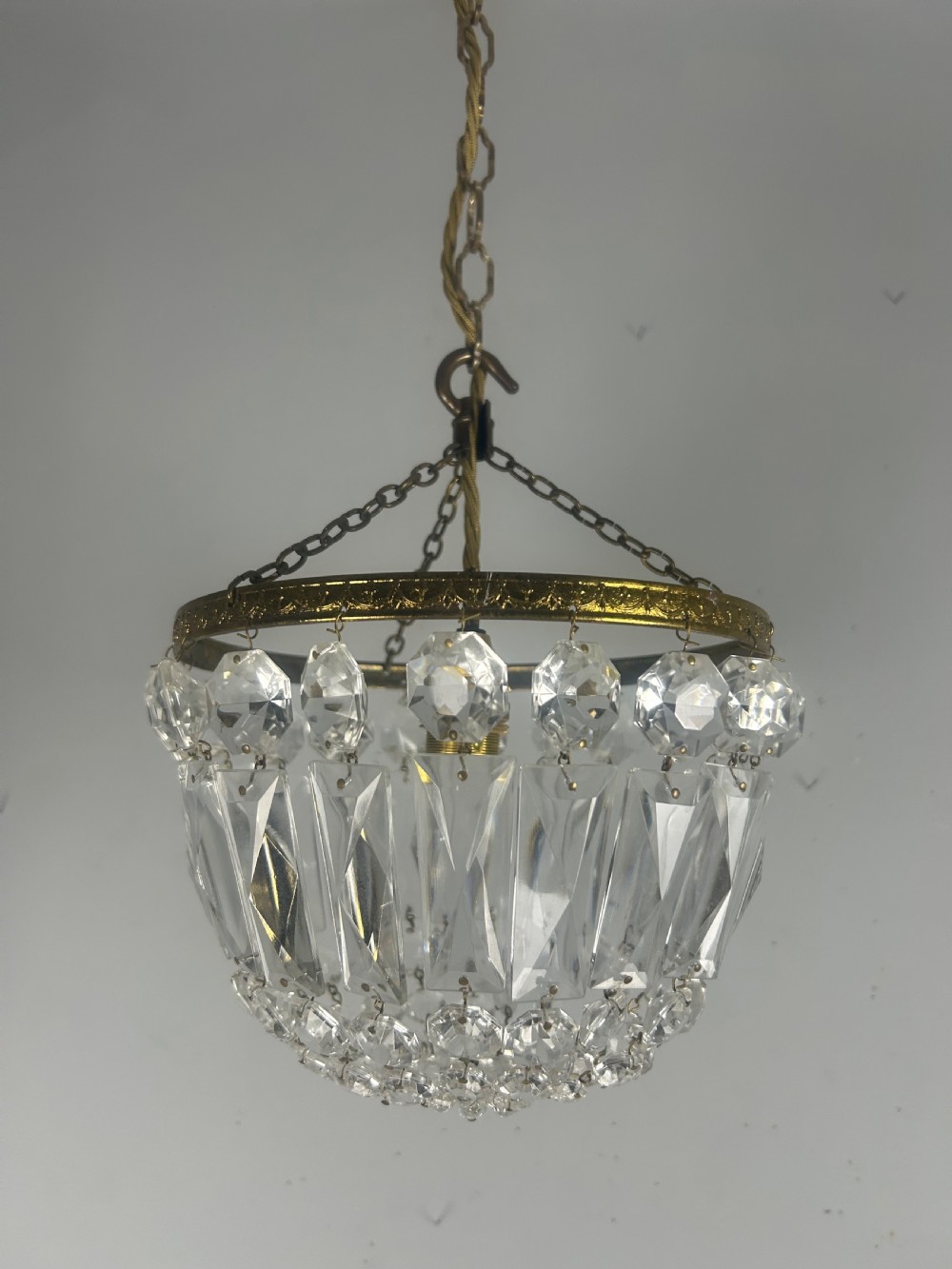 Crystal Lustre Chandelier, Ceiling Light, Rewired View II