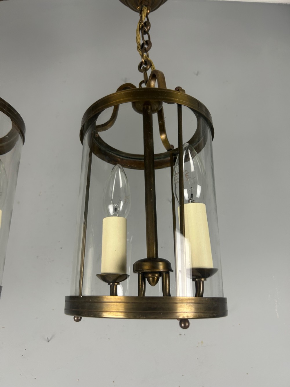 Pair of Small French Bronzed Brass Lanterns, Rewired  View VII