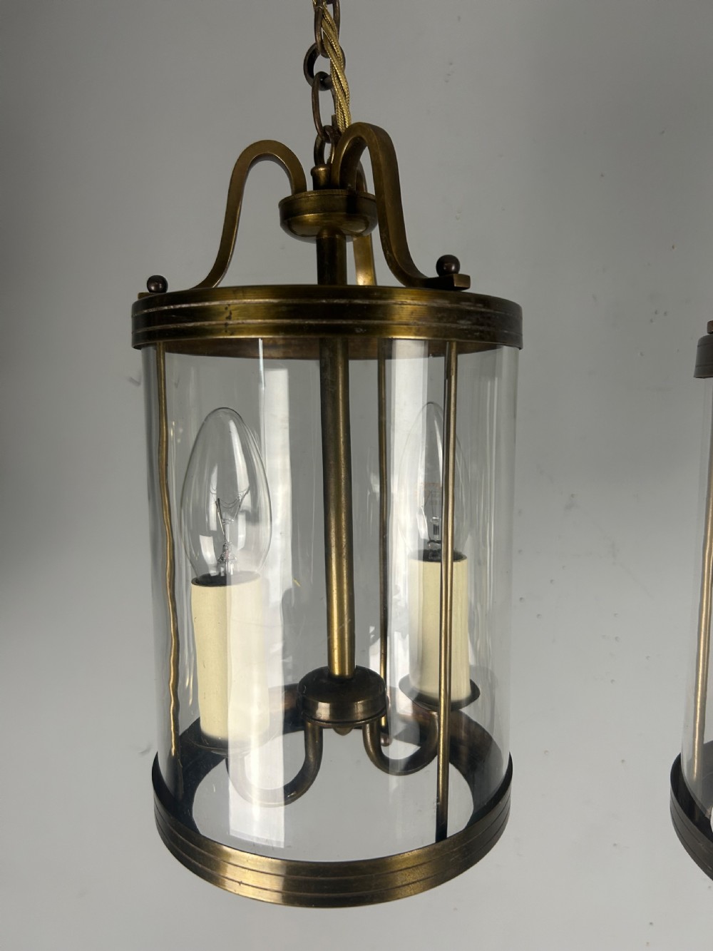 Pair of Small French Bronzed Brass Lanterns, Rewired  View VIII