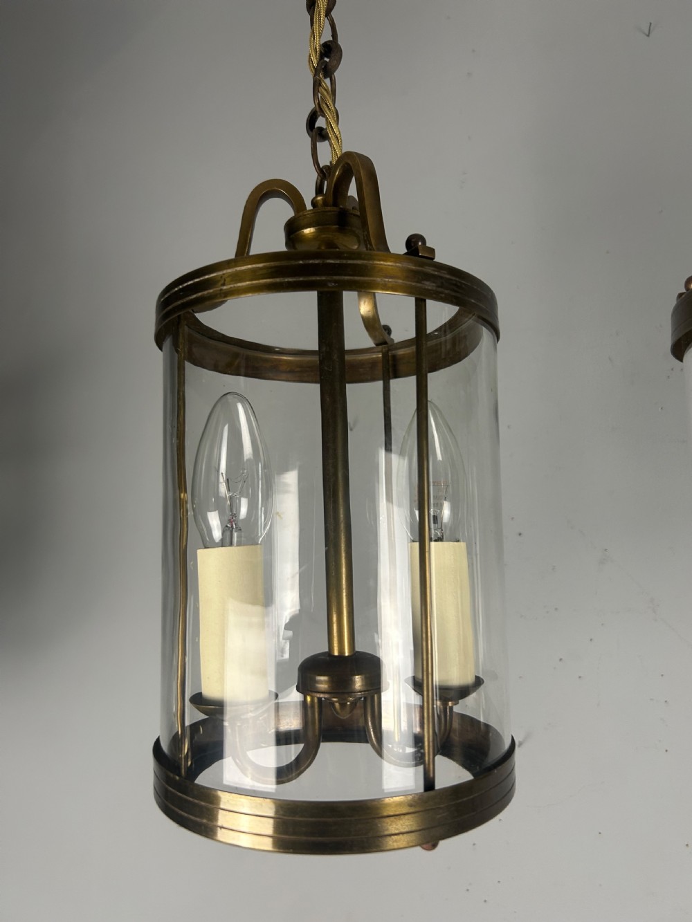 Pair of Small French Bronzed Brass Lanterns, Rewired  View IX