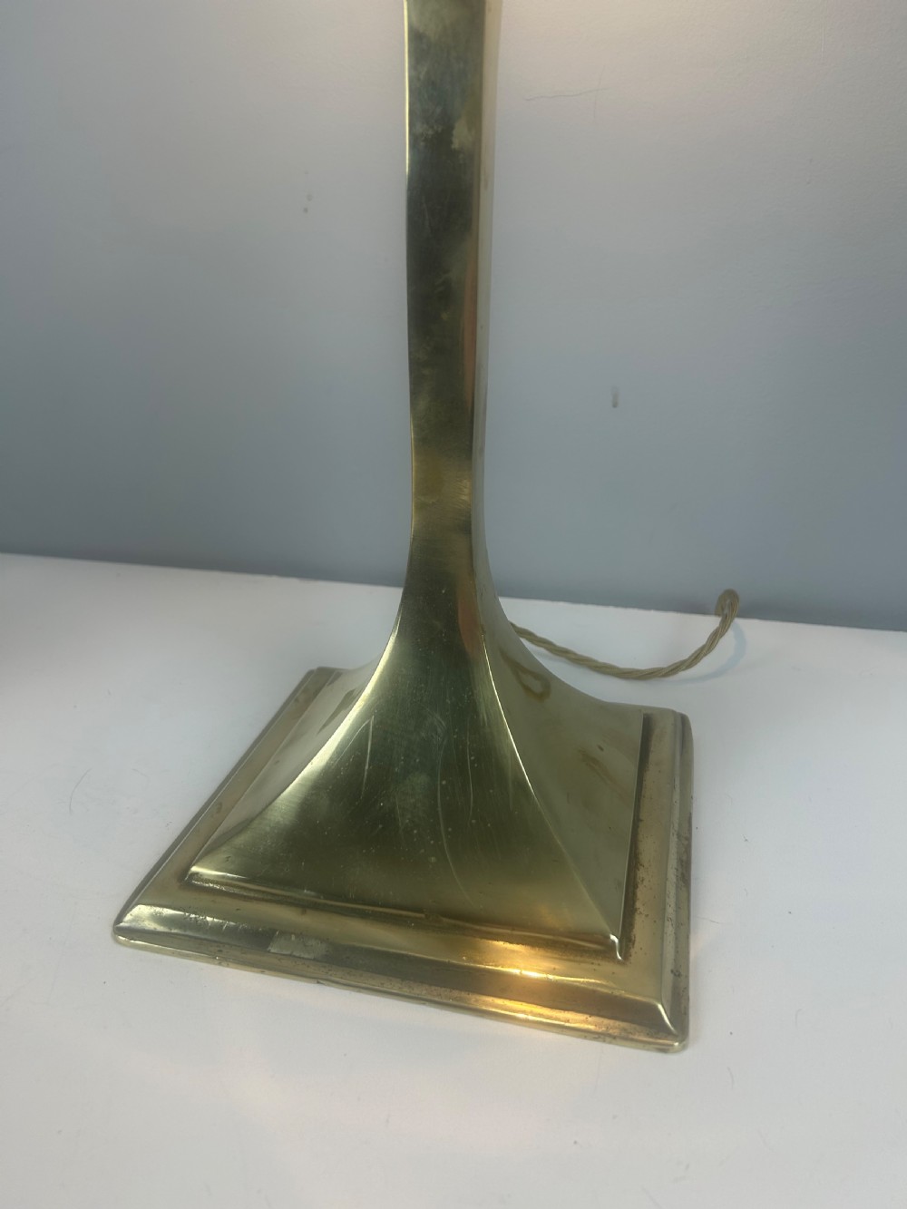 Heavy Brass Military Table Lamp, Rewired  View II