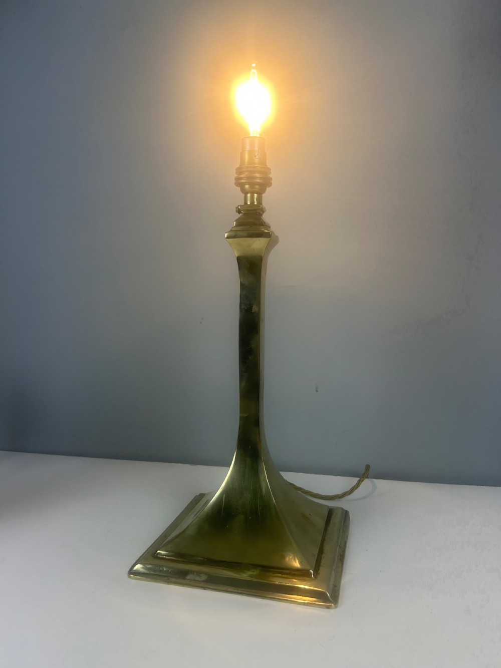 Heavy Brass Military Table Lamp, Rewired  View III