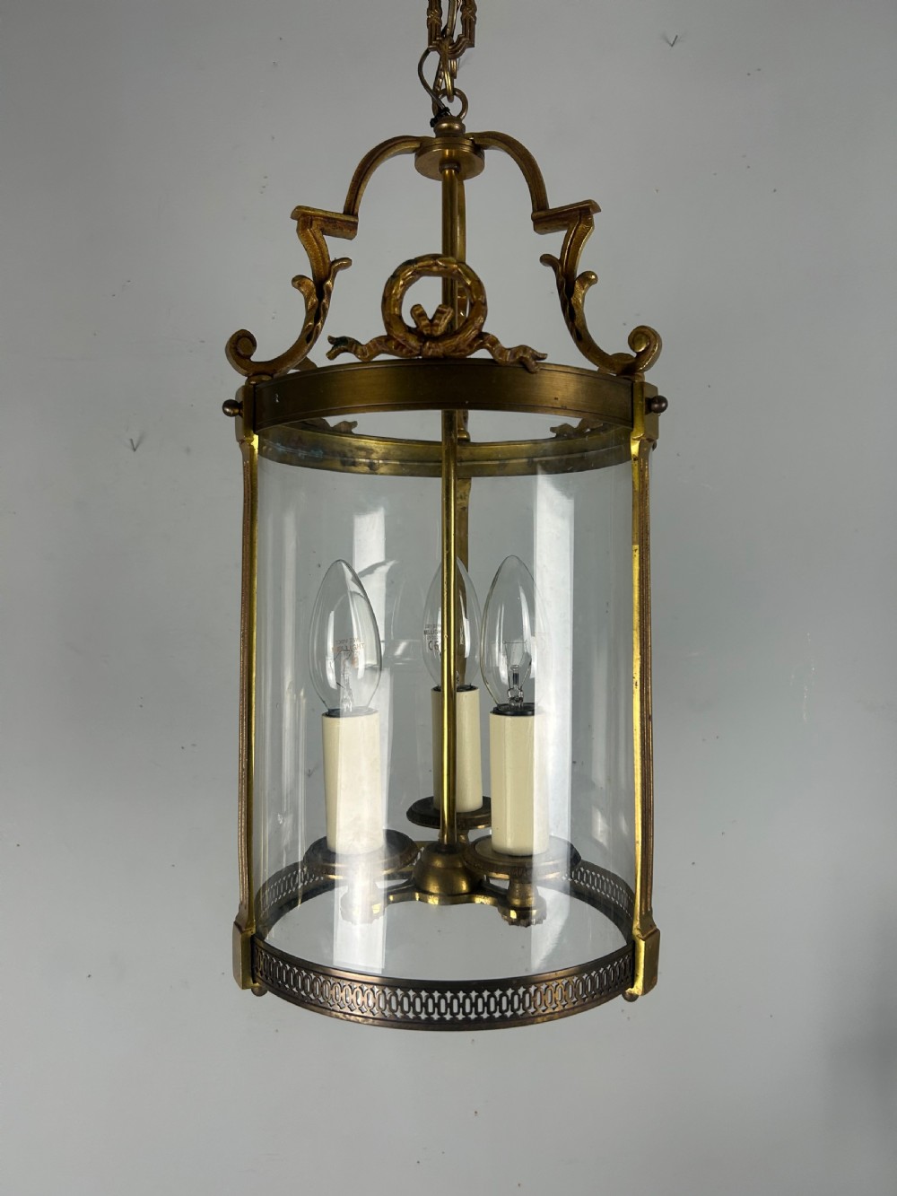 French Bronze Triple Light Antique Lantern