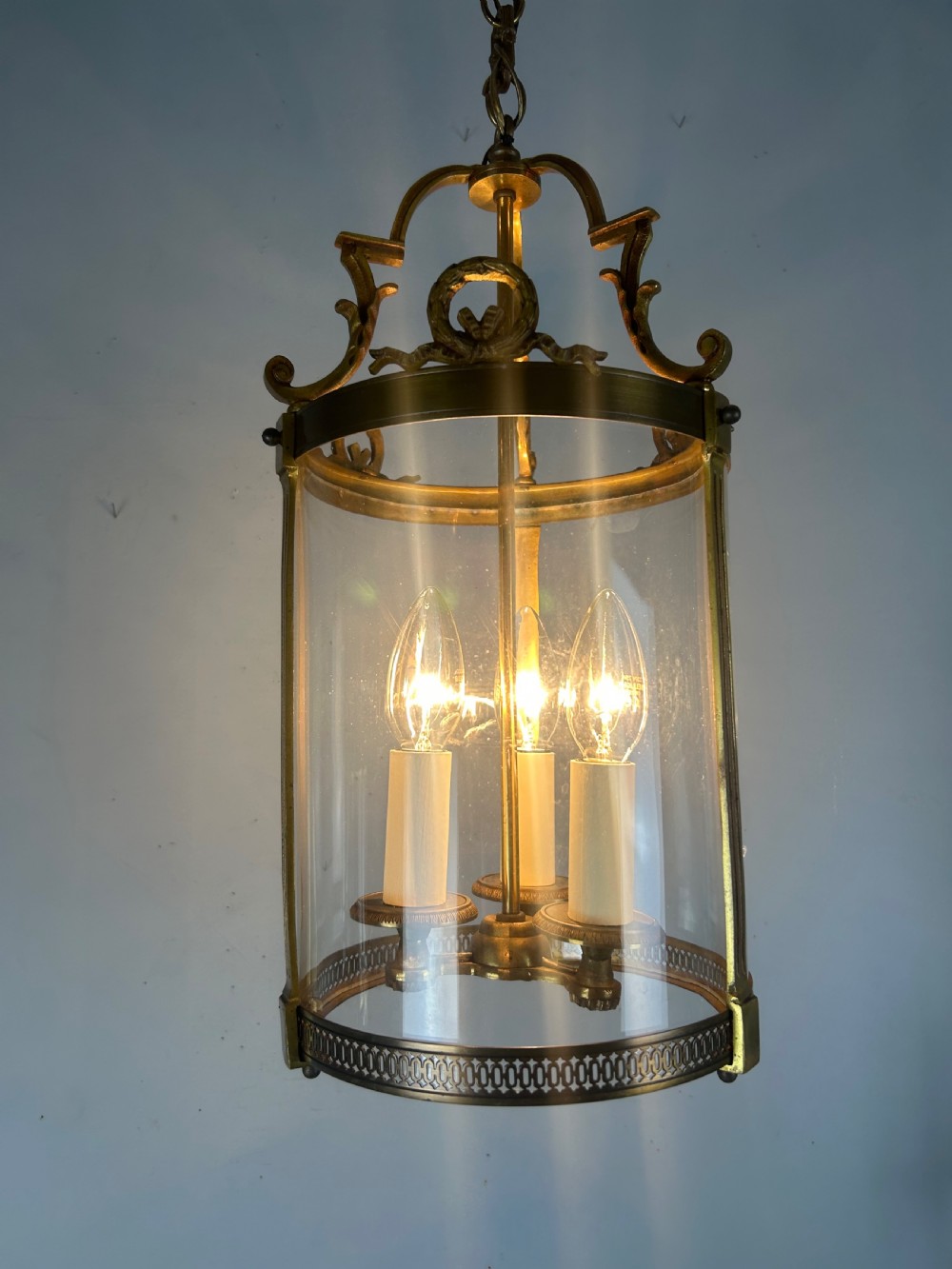 French Bronze Triple Light Antique Lantern View II