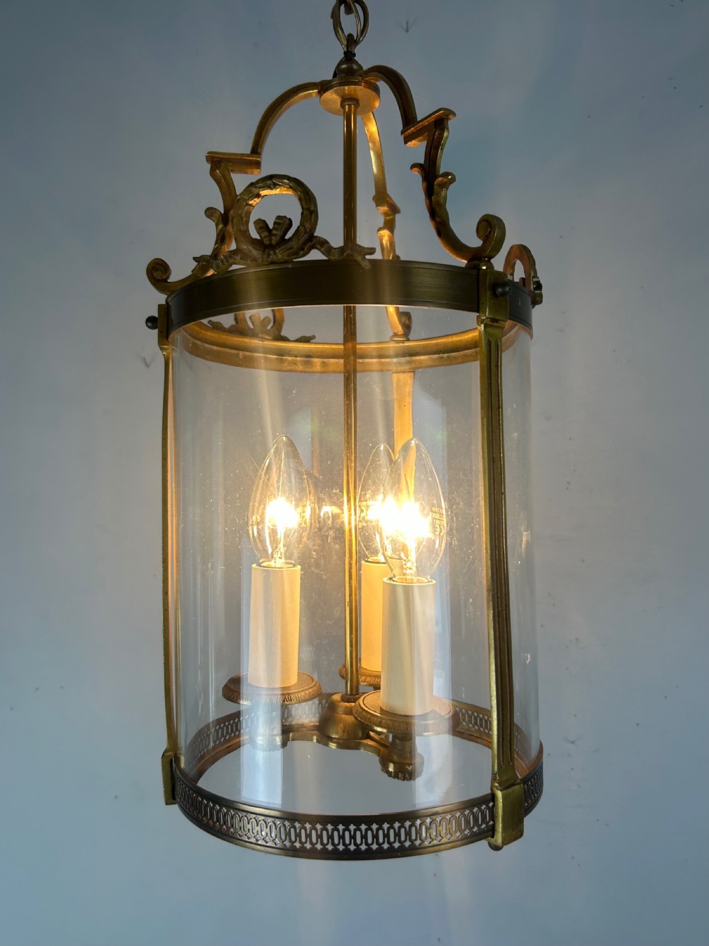 French Bronze Triple Light Antique Lantern View III