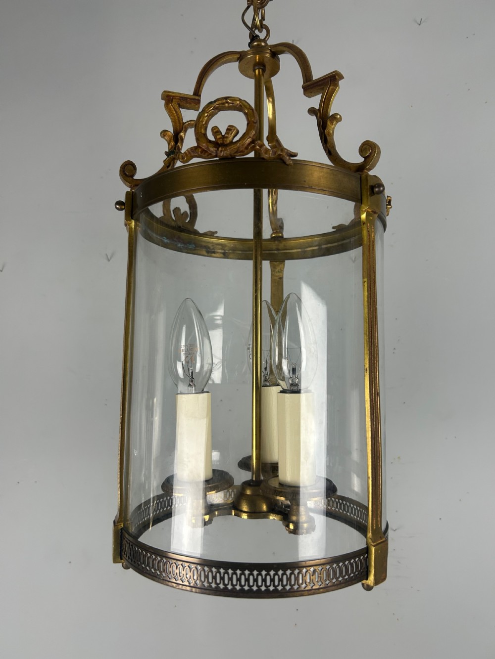 French Bronze Triple Light Antique Lantern View IV