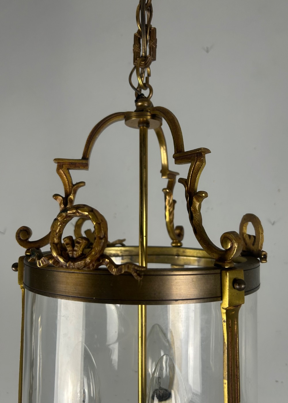 French Bronze Triple Light Antique Lantern View VI