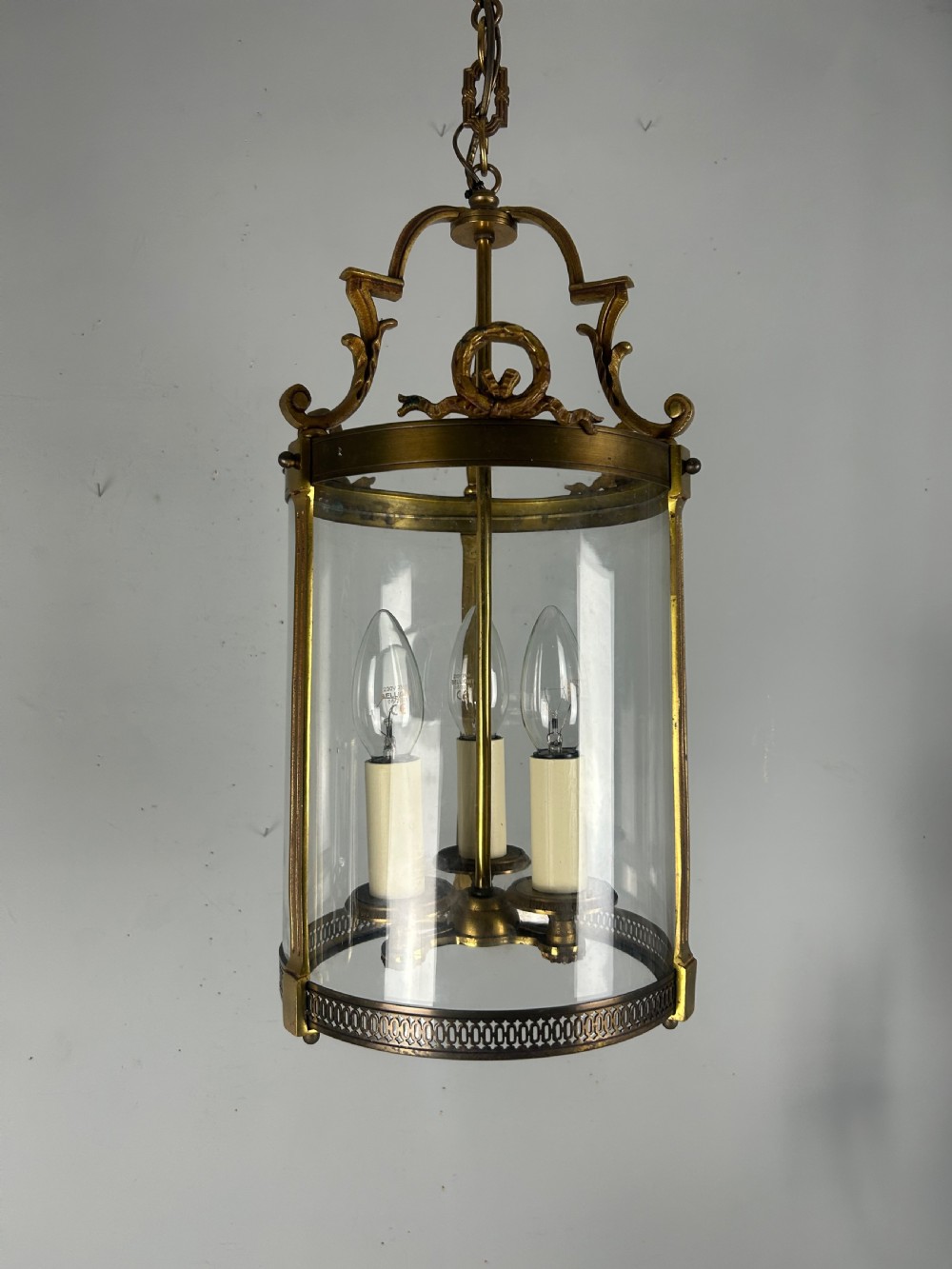 French Bronze Triple Light Antique Lantern View VIII
