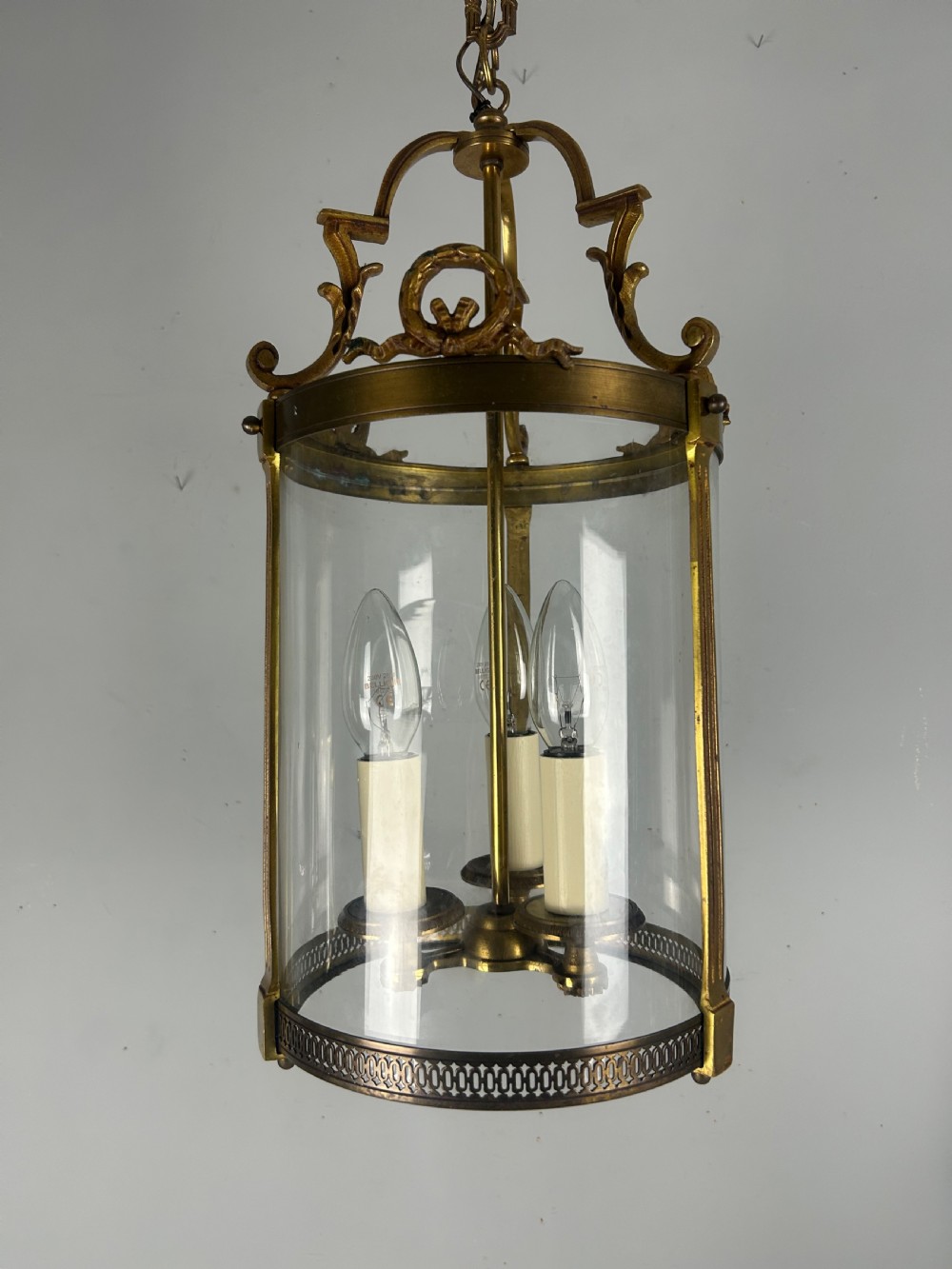 French Bronze Triple Light Antique Lantern View IX