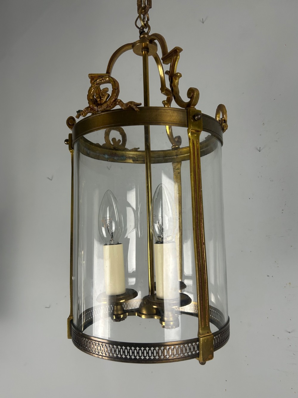 French Bronze Triple Light Antique Lantern View XI