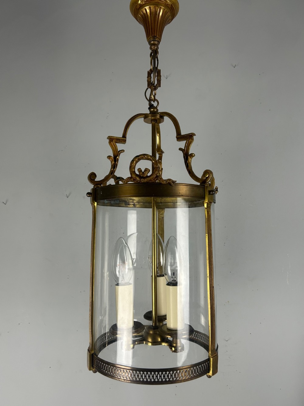 French Bronze Triple Light Antique Lantern View XIII