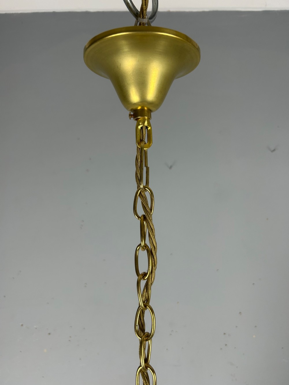 French 5 Arm Crystal Gilt Brass Chandelier, Rewired View VIII