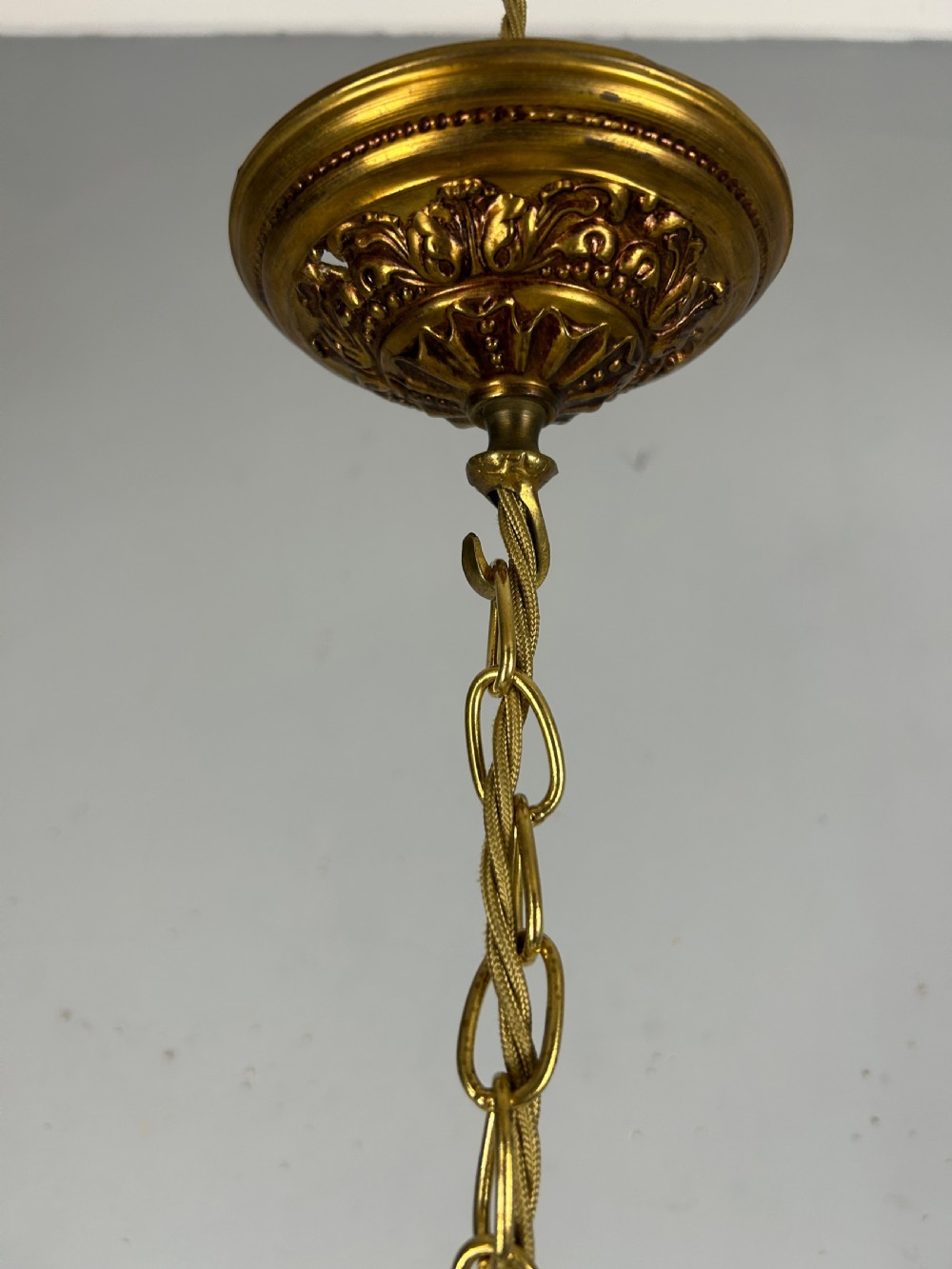 French Single Light Gilt Brass Chandelier, Ceiling Light View VII