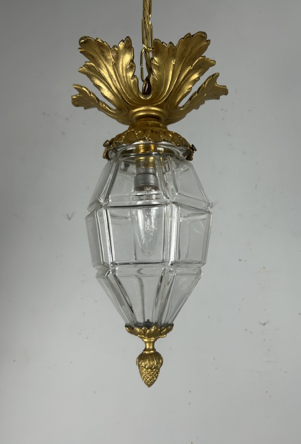 French Louis XVI Style Bronze Gilt & Cut Glass Ceiling Lantern, C1890