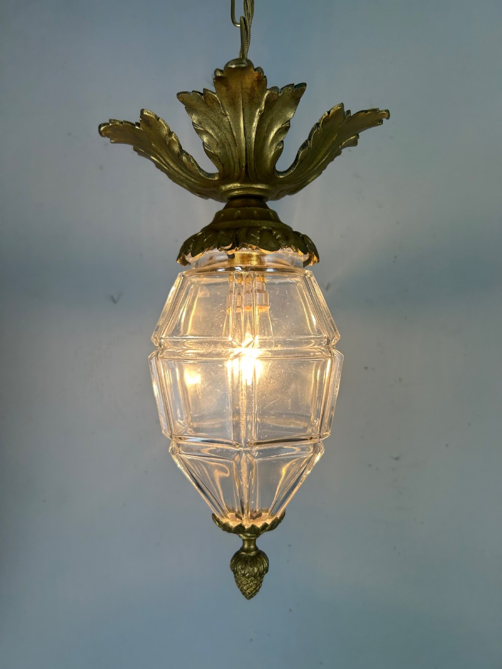 French Louis XVI Style Bronze Gilt & Cut Glass Ceiling Lantern, C1890 View II