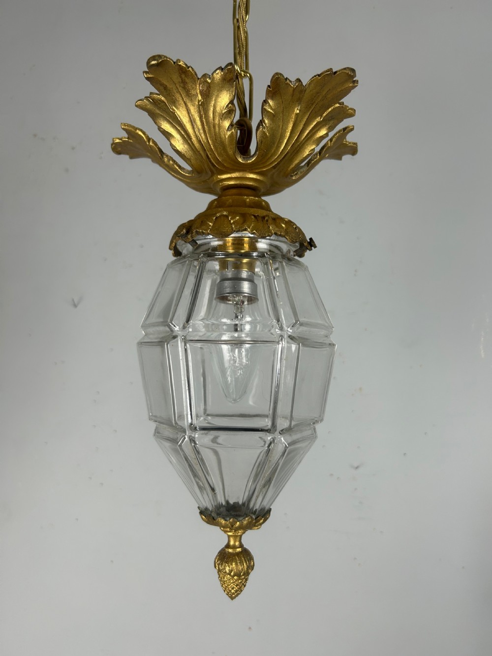 French Louis XVI Style Bronze Gilt & Cut Glass Ceiling Lantern, C1890 View III
